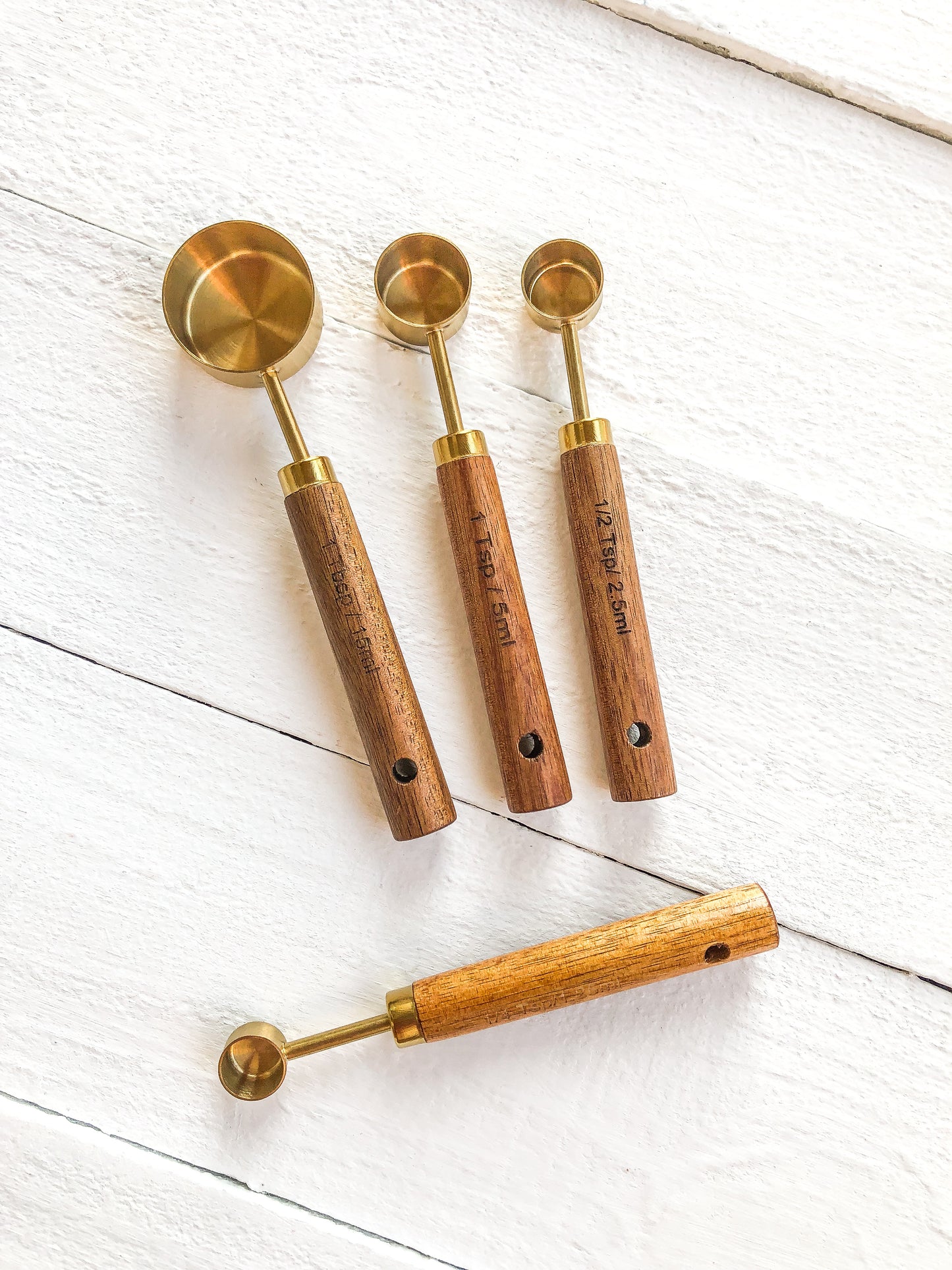 Gold and Wood Measuring Spoons