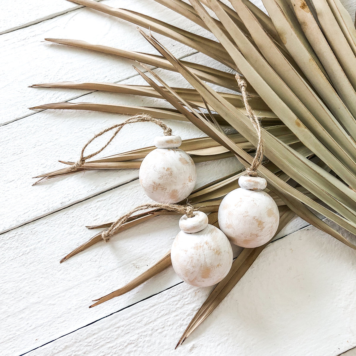 Whitewashed Wood Bulb Ornaments