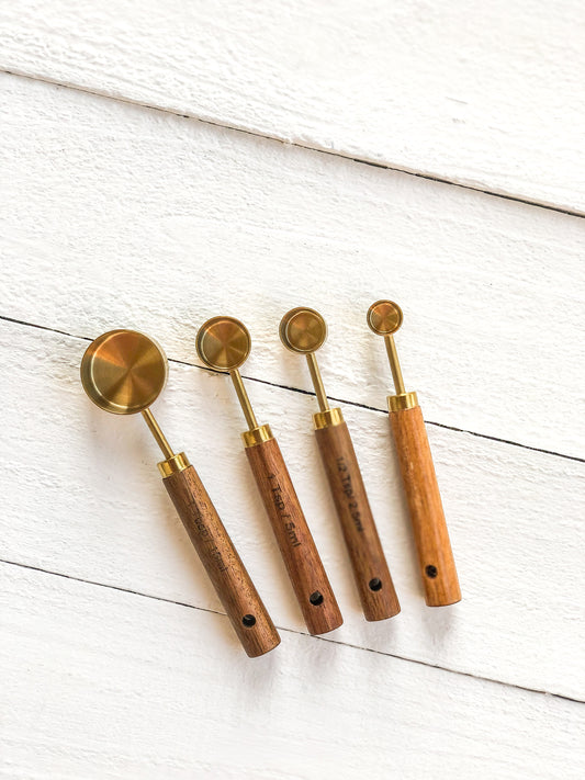 Gold and Wood Measuring Spoons