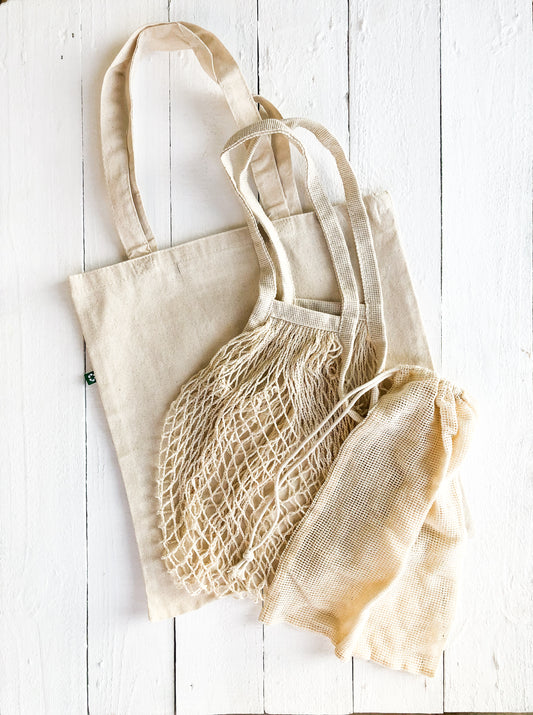 Zero Waste Sustainable Grocery Bag Shopping Kit