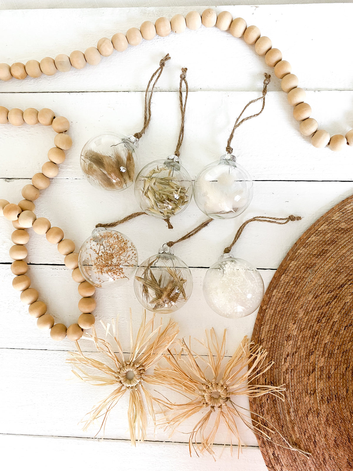 Dried Floral Glass Bulb Ornaments