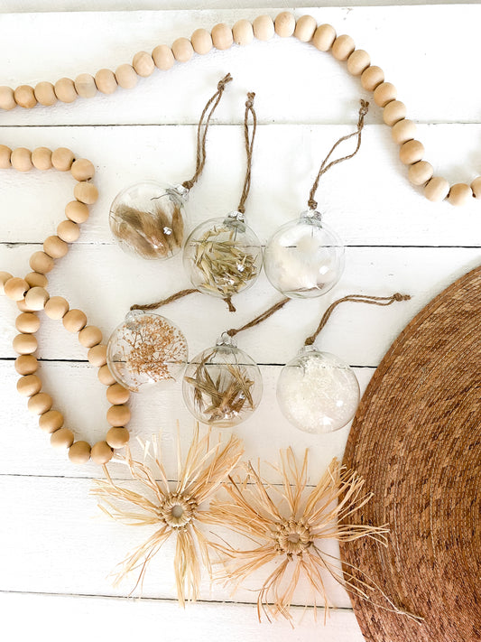 Dried Floral Glass Bulb Ornaments