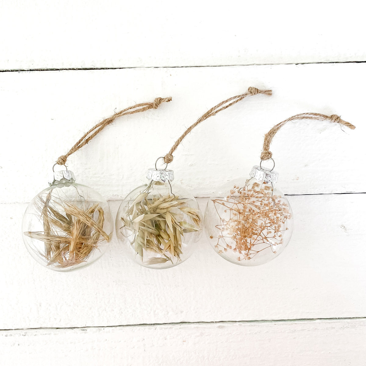 Dried Floral Glass Bulb Ornaments
