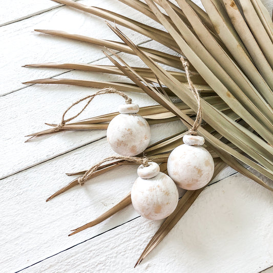 Whitewashed Wood Bulb Ornaments