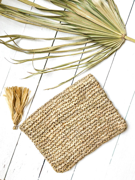 Boho Raffia Clutch Bag