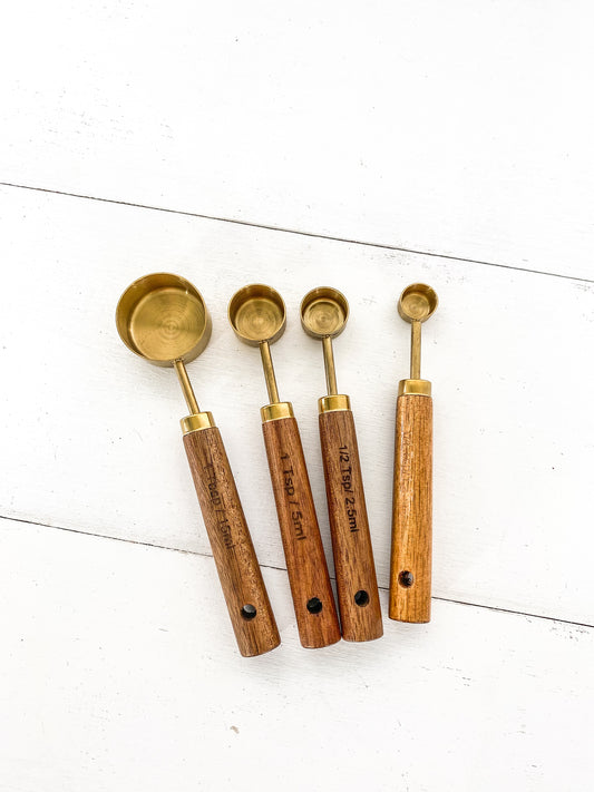 Gold and Wood Measuring Spoons